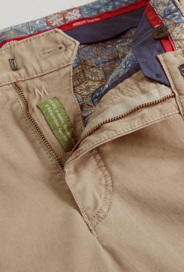 Meyer Pantalone Beige Meyer In Cotone Stretch Drop Quattro Comfort Fit