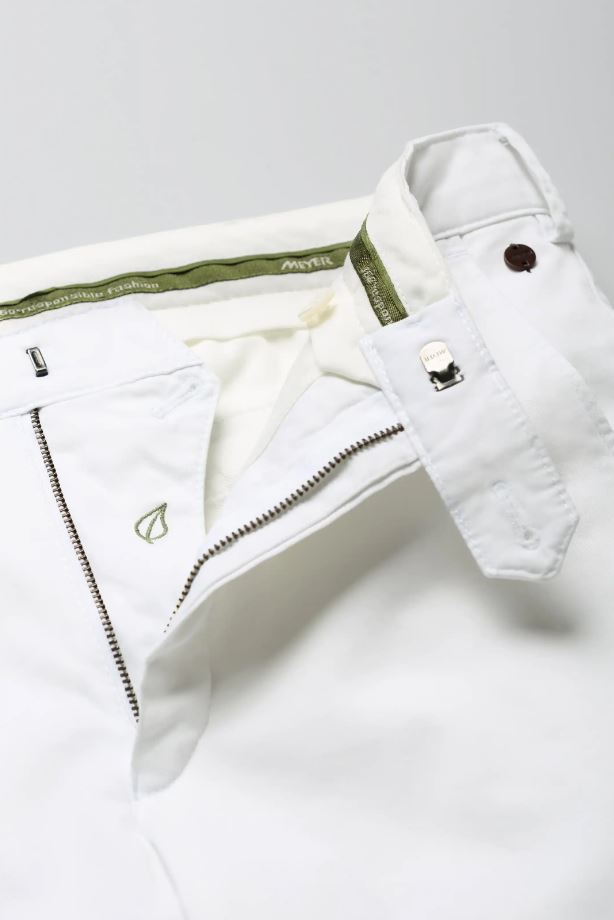Meyer Pantalone Bianco Meyer In Cotone Stretch Drop Quattro Comfort Fit