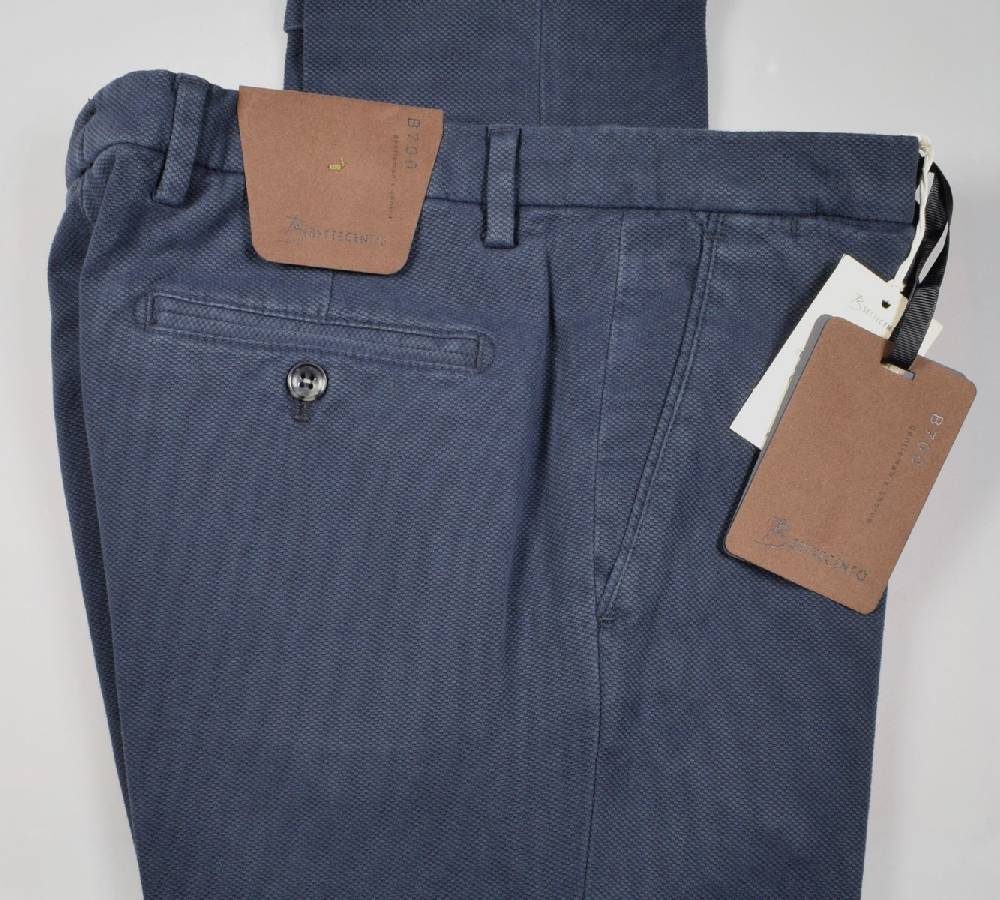 B Settecento Pantalone Blu Bsettecento In Cotone Stretch Armaturato Slim Fit