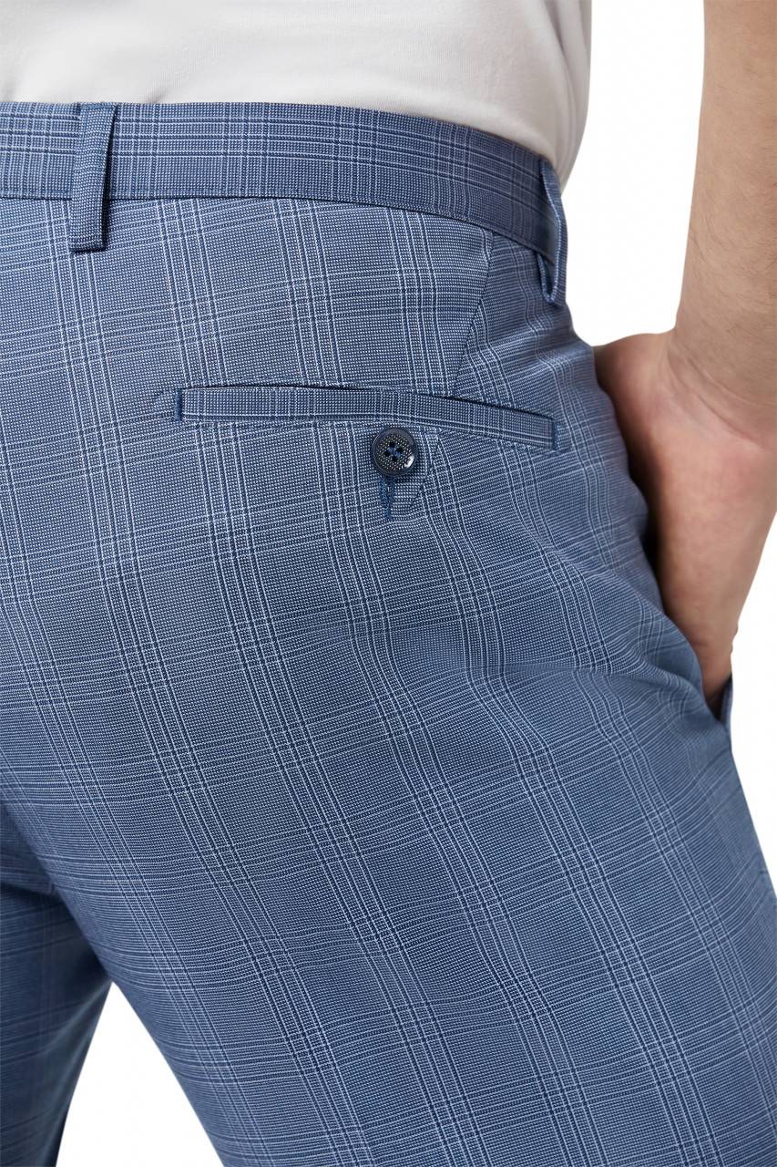 Digel Move Pantalone Blu Chiaro A Quadri Digel Extra Slim Fit