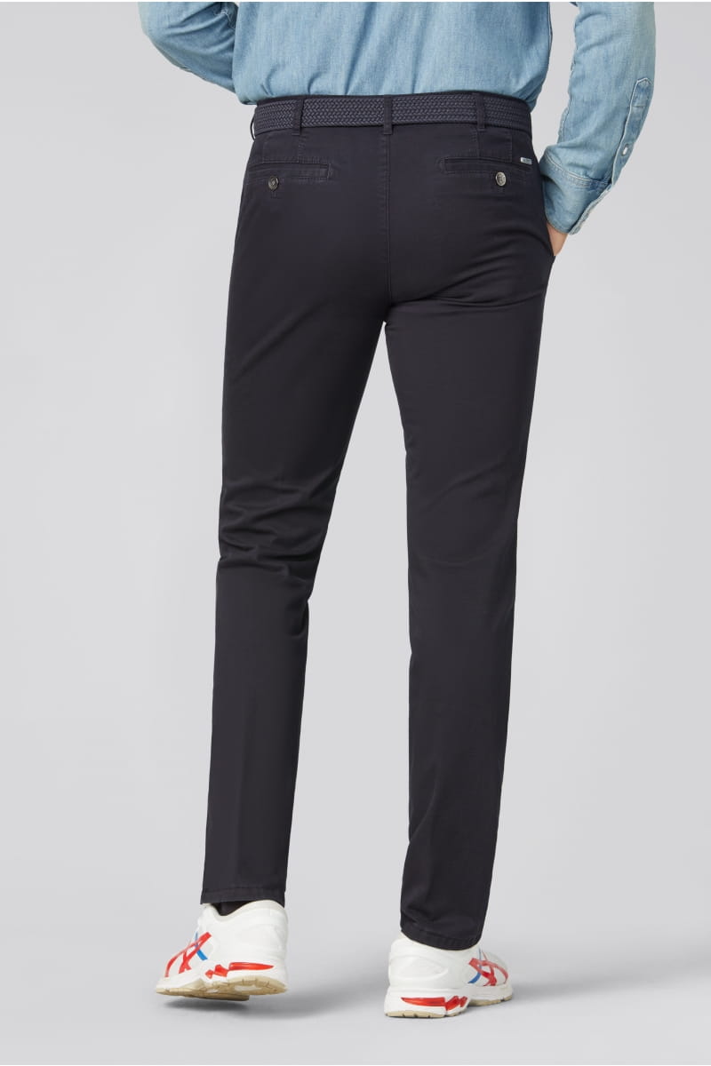 Meyer Pantalone Blu Meyer In Cotone Stretch Regular Fit