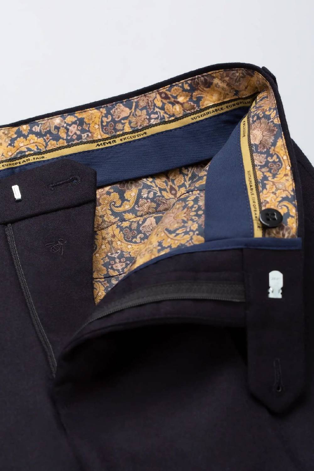 Meyer Pantalone Blu Meyer In Flanella Naturalmente Caldo Antipiega