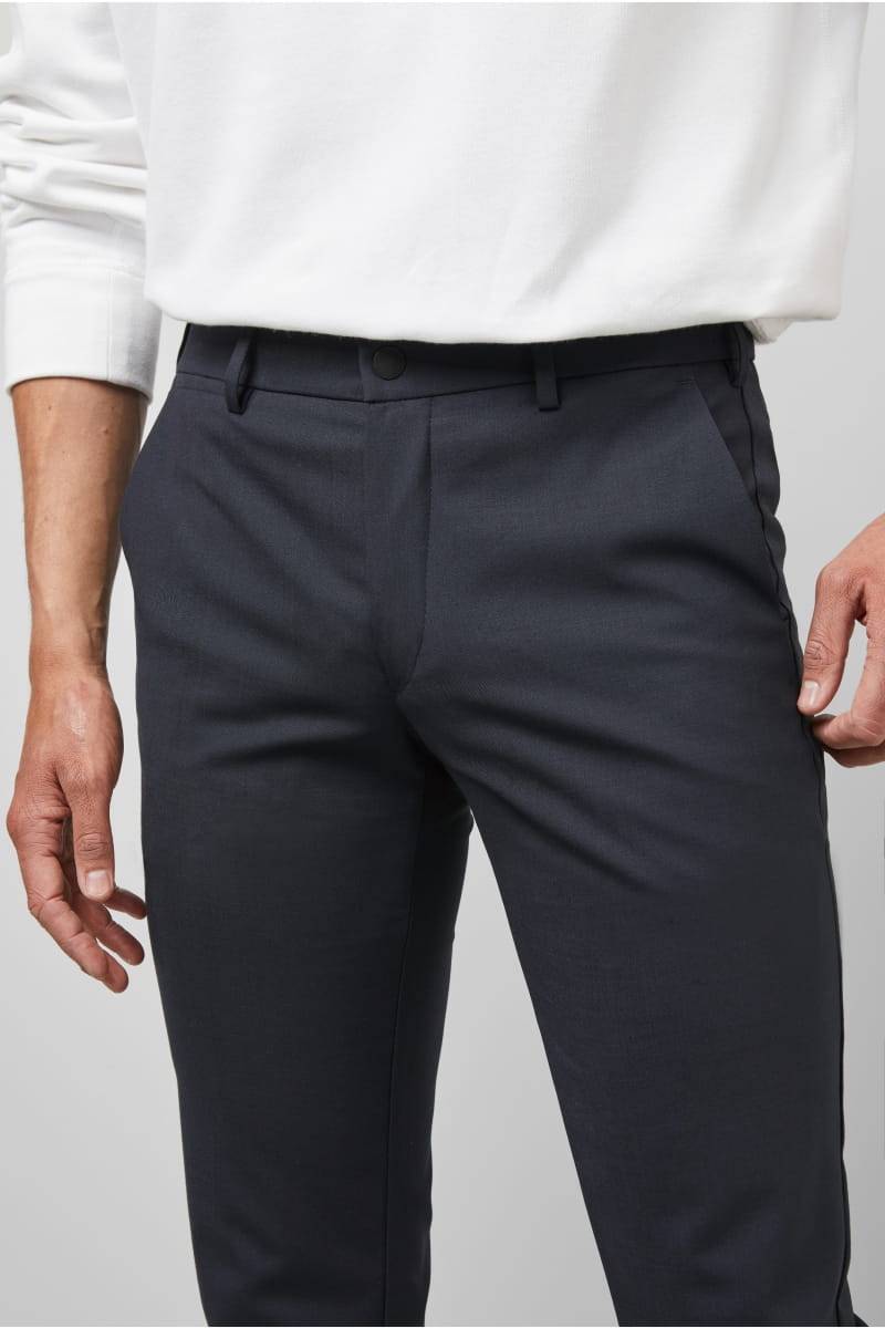 Meyer Pantalone Blu Navy In Lana Bi-stretch M5 By Meyer Modern Fit