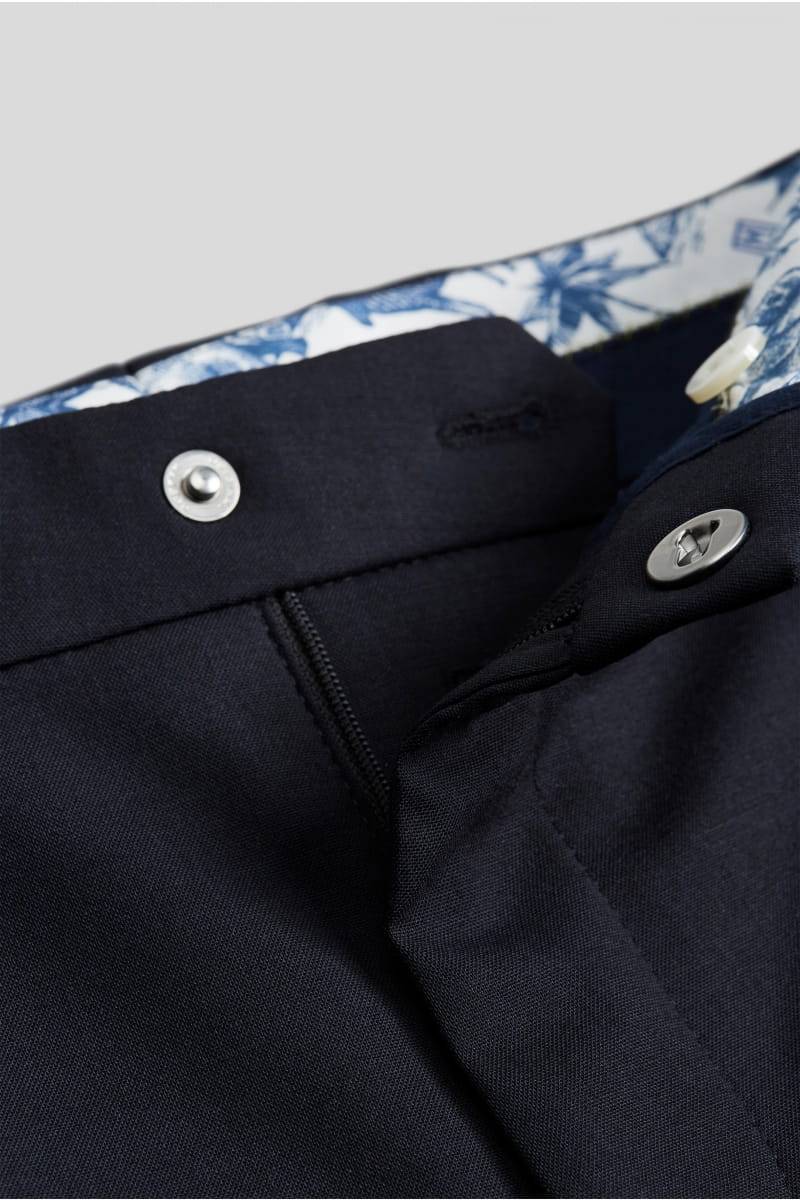 Meyer Pantalone Blu Navy In Lana Bi-stretch M5 By Meyer Modern Fit