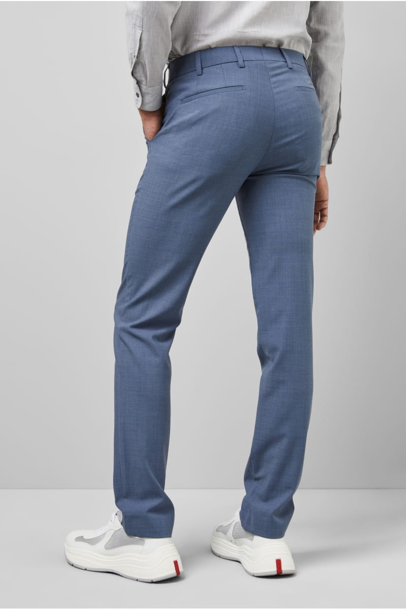 Meyer Pantalone Blue In Lana Bi-stretch M5 By Meyer Modern Fit