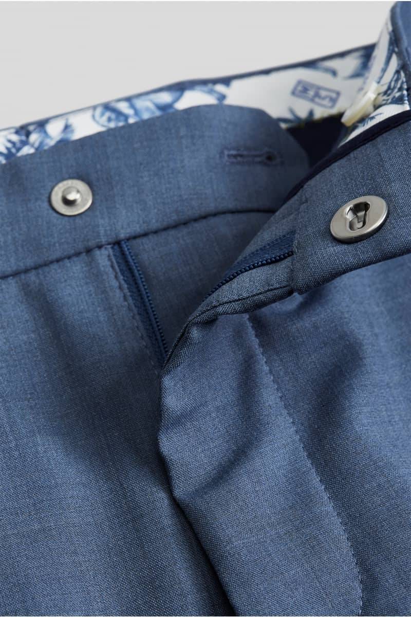 Meyer Pantalone Blue In Lana Bi-stretch M5 By Meyer Modern Fit