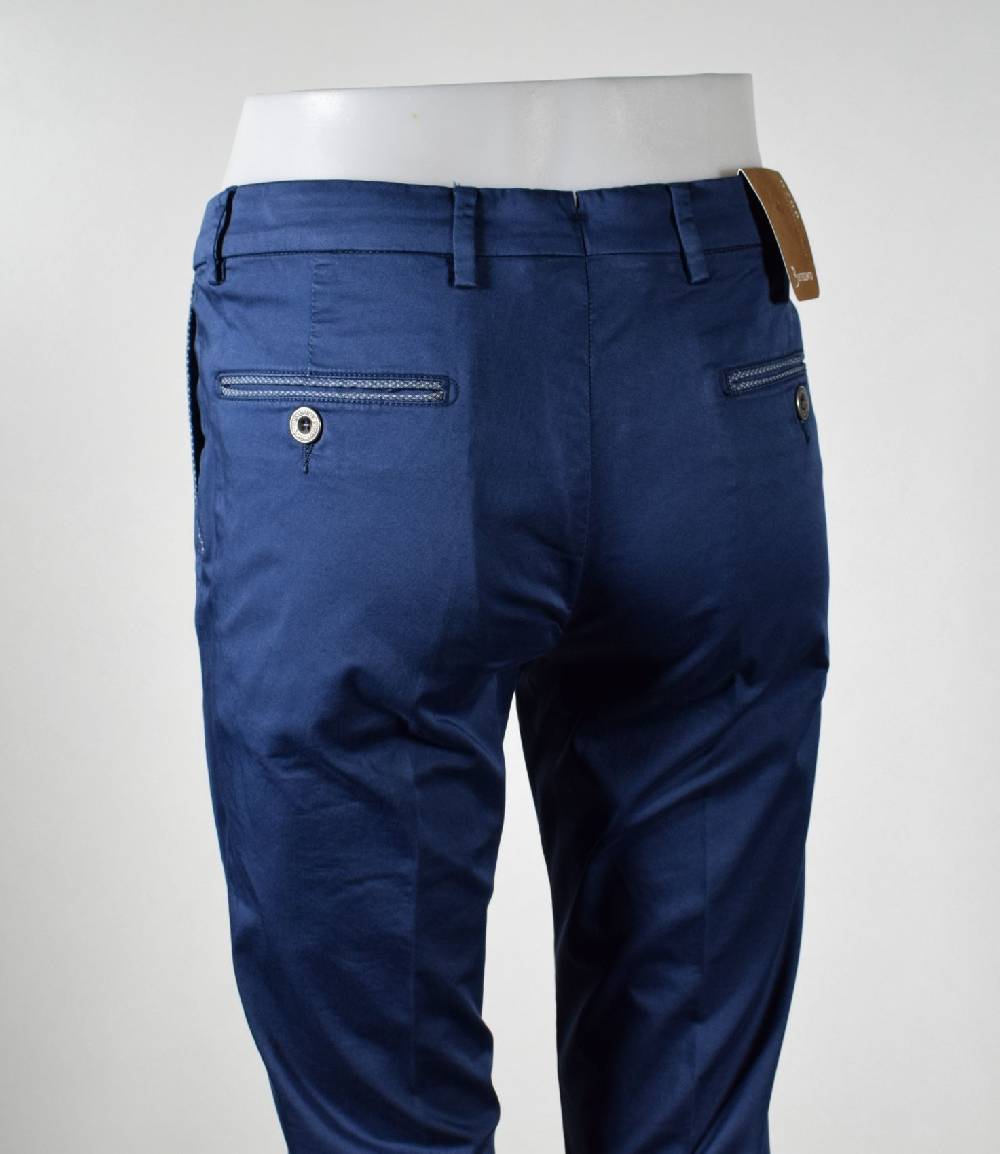 B Settecento Pantalone Bsettecento Blu Scuro Slim Fit Cotone Stretch