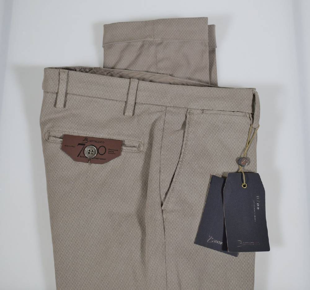 B Settecento Pantalone Bsettecento Cotone Stretch Lavorato Slim Fit In Tre Colori