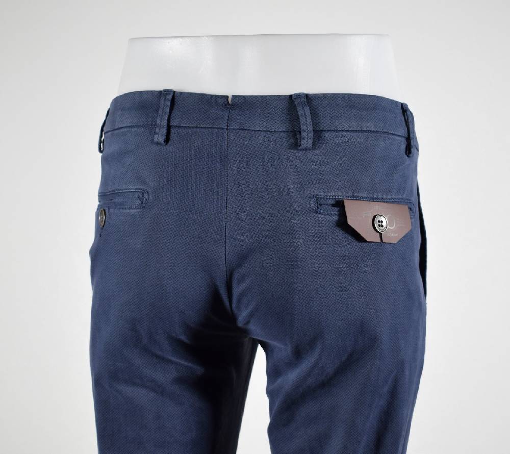 B Settecento Pantalone Bsettecento Cotone Stretch Slim Fit Micro Fantasia In Tre Colori