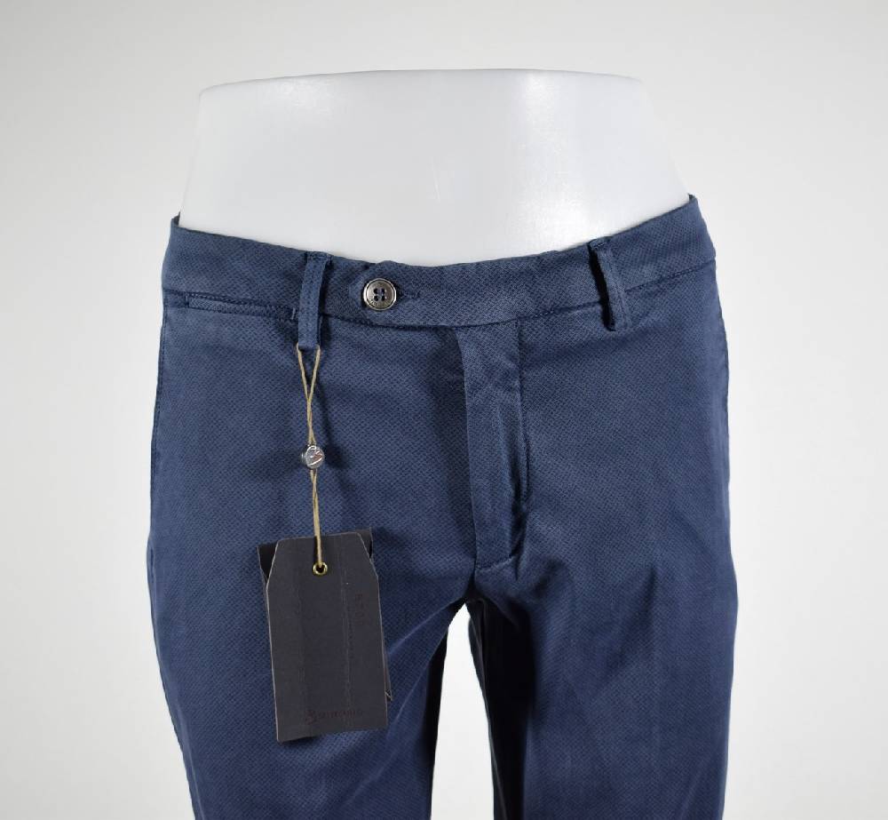 B Settecento Pantalone bsettecento cotone stretch slim fit micro fantasia in tre colori