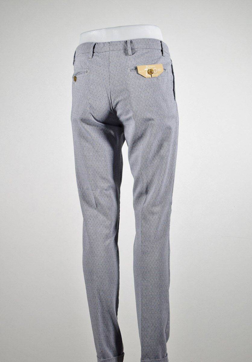 B Settecento Pantalone Bsettecento Slim Fit In Cotone Stretch Grigio Micro Fantasia