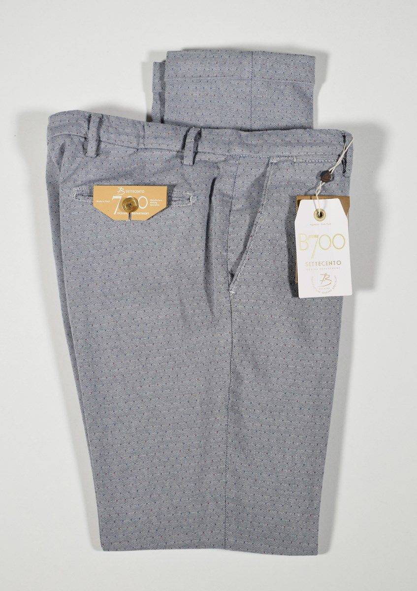 B Settecento Pantalone bsettecento slim fit in cotone stretch grigio micro fantasia