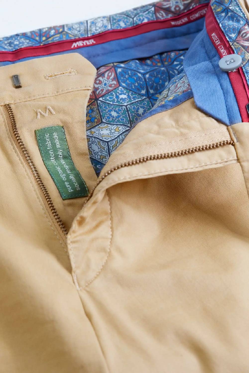 Meyer Pantalone Color Cammello Meyer Cotone Bio Stretch Modern Fit