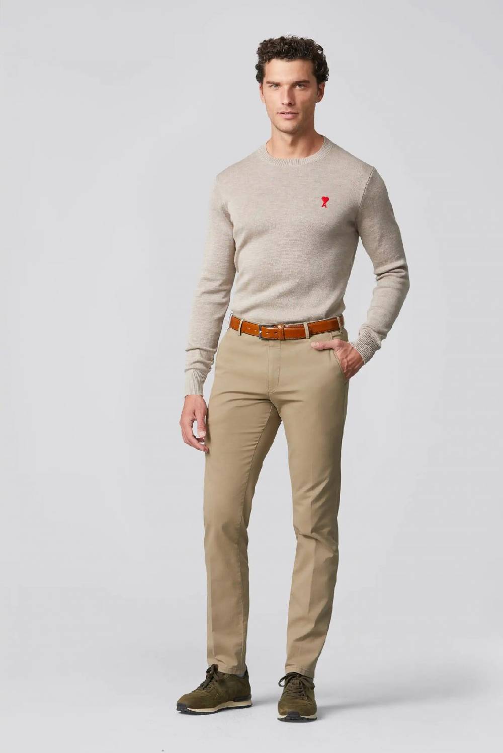 Meyer Pantalone Color Pietra Meyer Cotone Bio Stretch Modern Fit