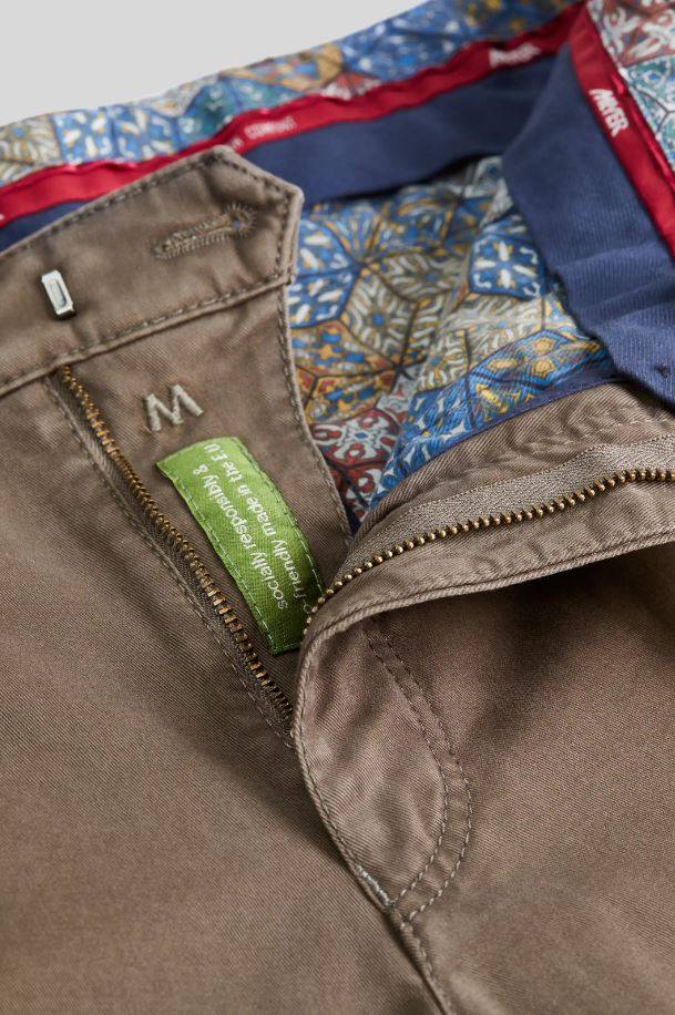 Meyer Pantalone Color Pietra Meyer In Cotone Stretch Drop Quattro Comfort Fit