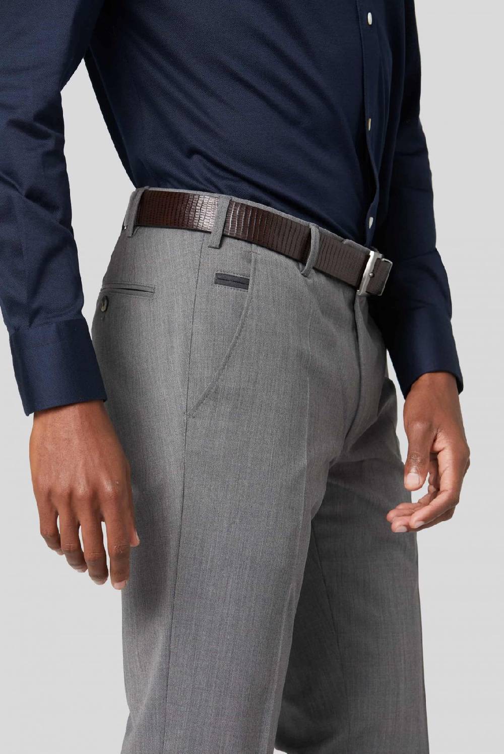 Meyer Pantalone Grigio Chiaro Meyer Travel Twill Modern Fit