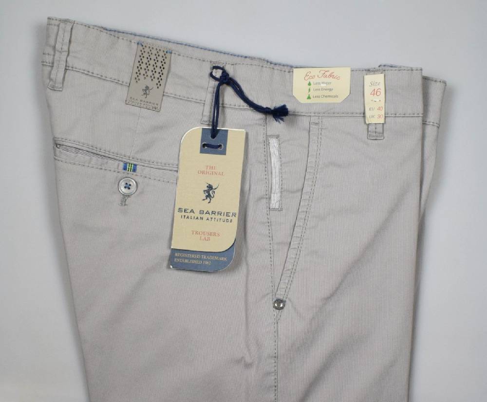 Sea Barrier Pantalone Grigio Chiaro Sea Barrier Cotone Piquet Stretch Stone Wash