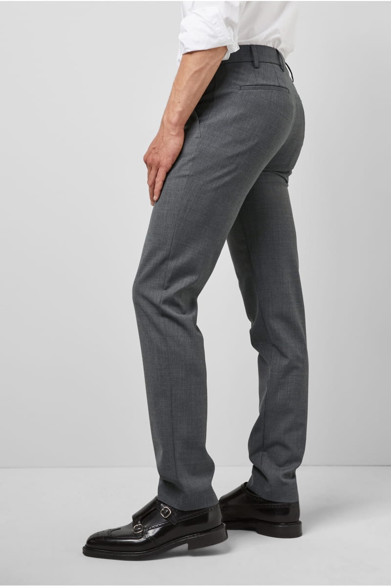 Meyer Pantalone Grigio Medio In Lana Bi-stretch M5 By Meyer Modern Fit