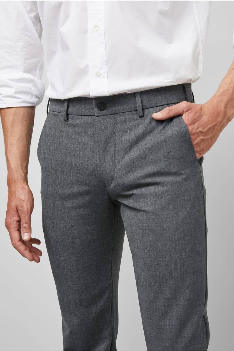 Meyer Pantalone Grigio Medio In Lana Bi-stretch M5 By Meyer Modern Fit