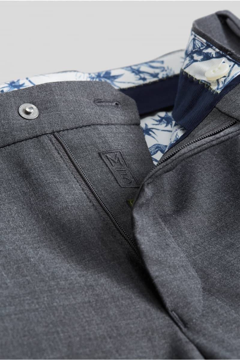 Meyer Pantalone Grigio Medio In Lana Bi-stretch M5 By Meyer Modern Fit