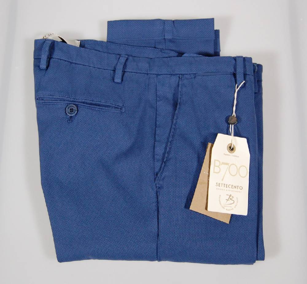 B Settecento Pantalone in cotone stretch micro fantasia bsettecento in tre colori