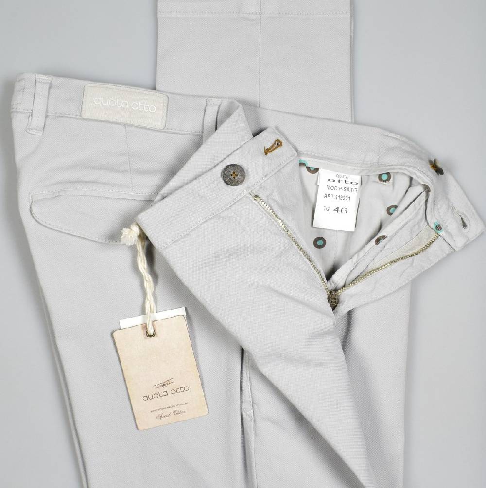 Quota Otto Pantalone In Cotone Stretch Operato Quota Otto Slim Fit In Cinque Colori