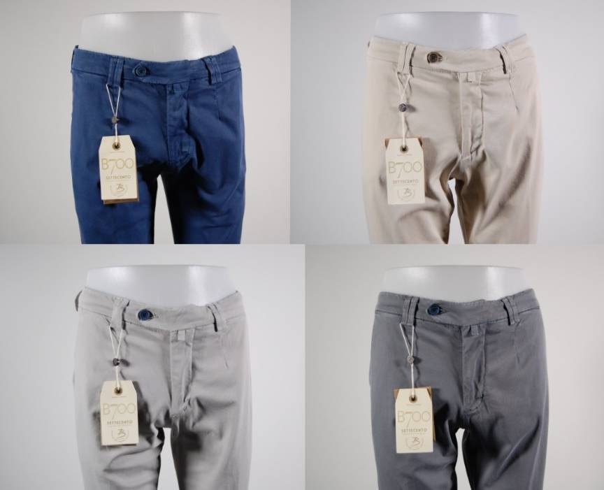 B Settecento Pantalone in cotone stretch smerigliato B700 in cinque colori