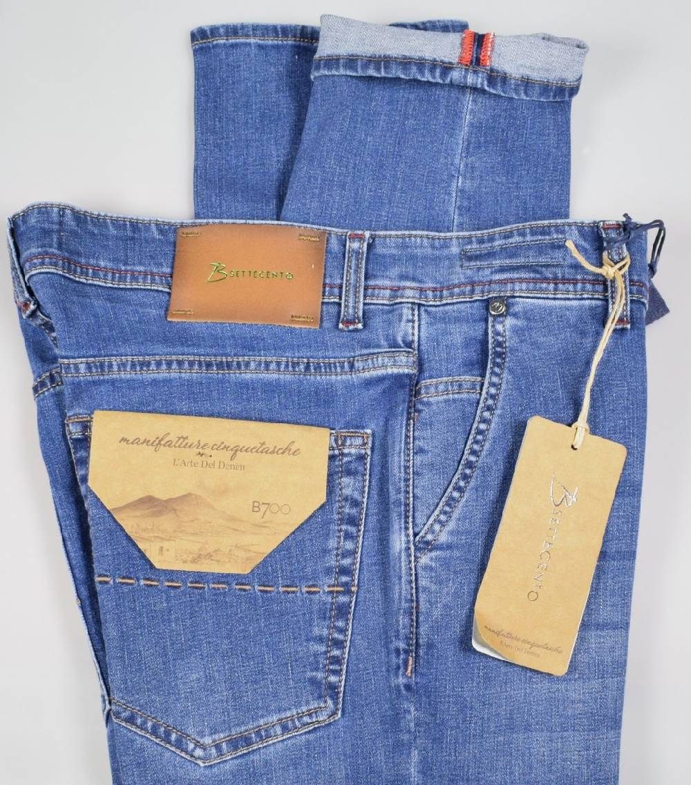 B Settecento Pantalone in denim stretch b700 slim fit lavaggio medio