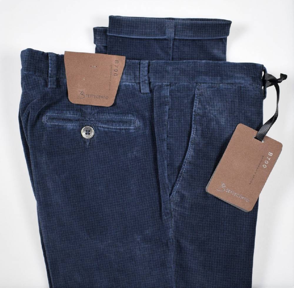 B Settecento Pantalone In Velluto Stampato Slim Fit Bsettecento