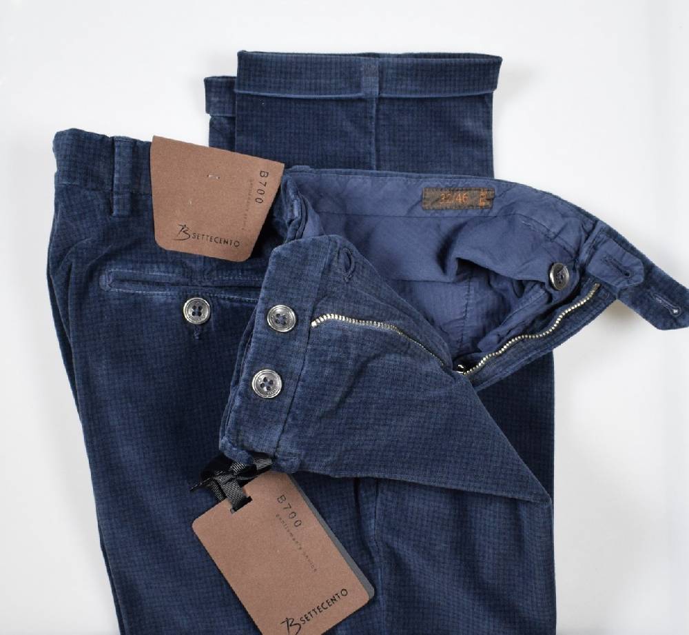 B Settecento Pantalone In Velluto Stampato Slim Fit Bsettecento