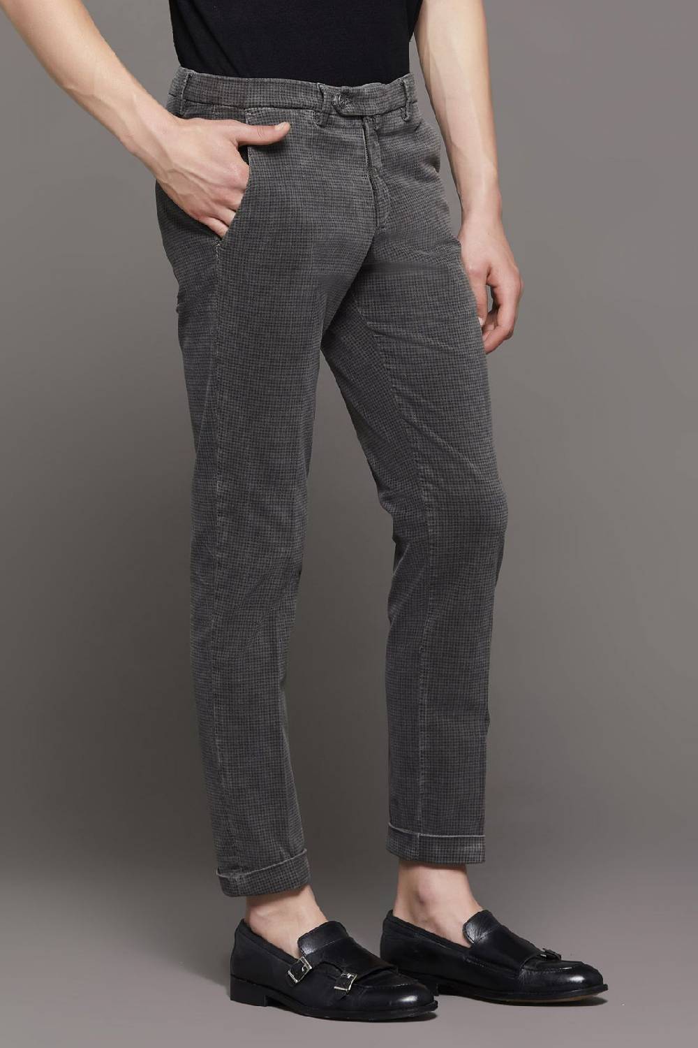 B Settecento Pantalone In Velluto Stampato Slim Fit Bsettecento
