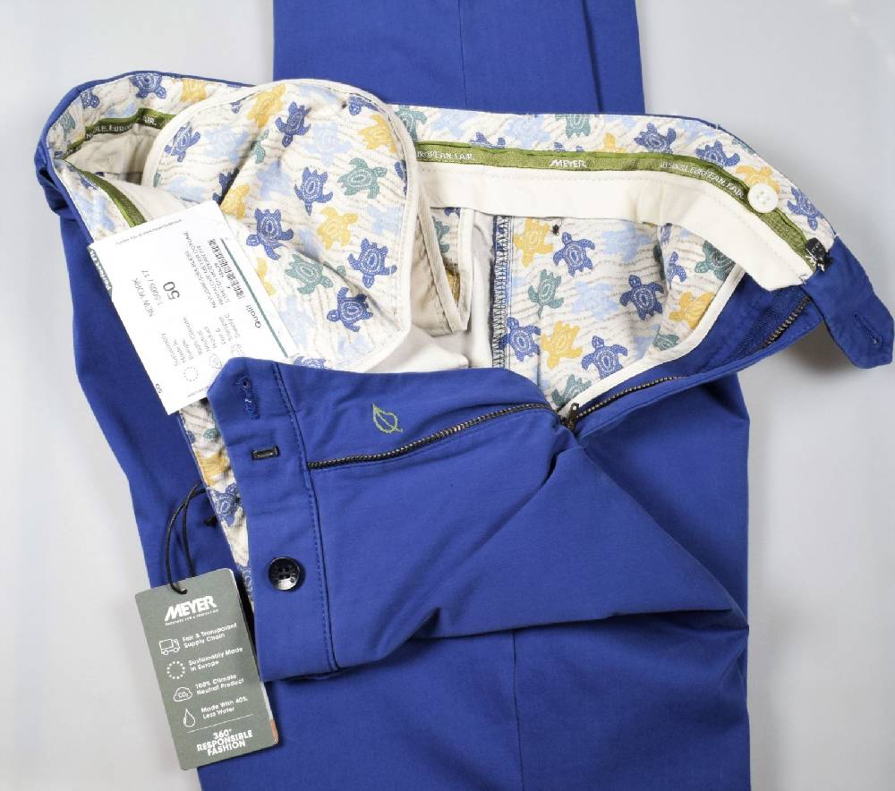 Meyer Pantalone Meyer Blu Marine Cotone Bio Vestibilità Perfetta