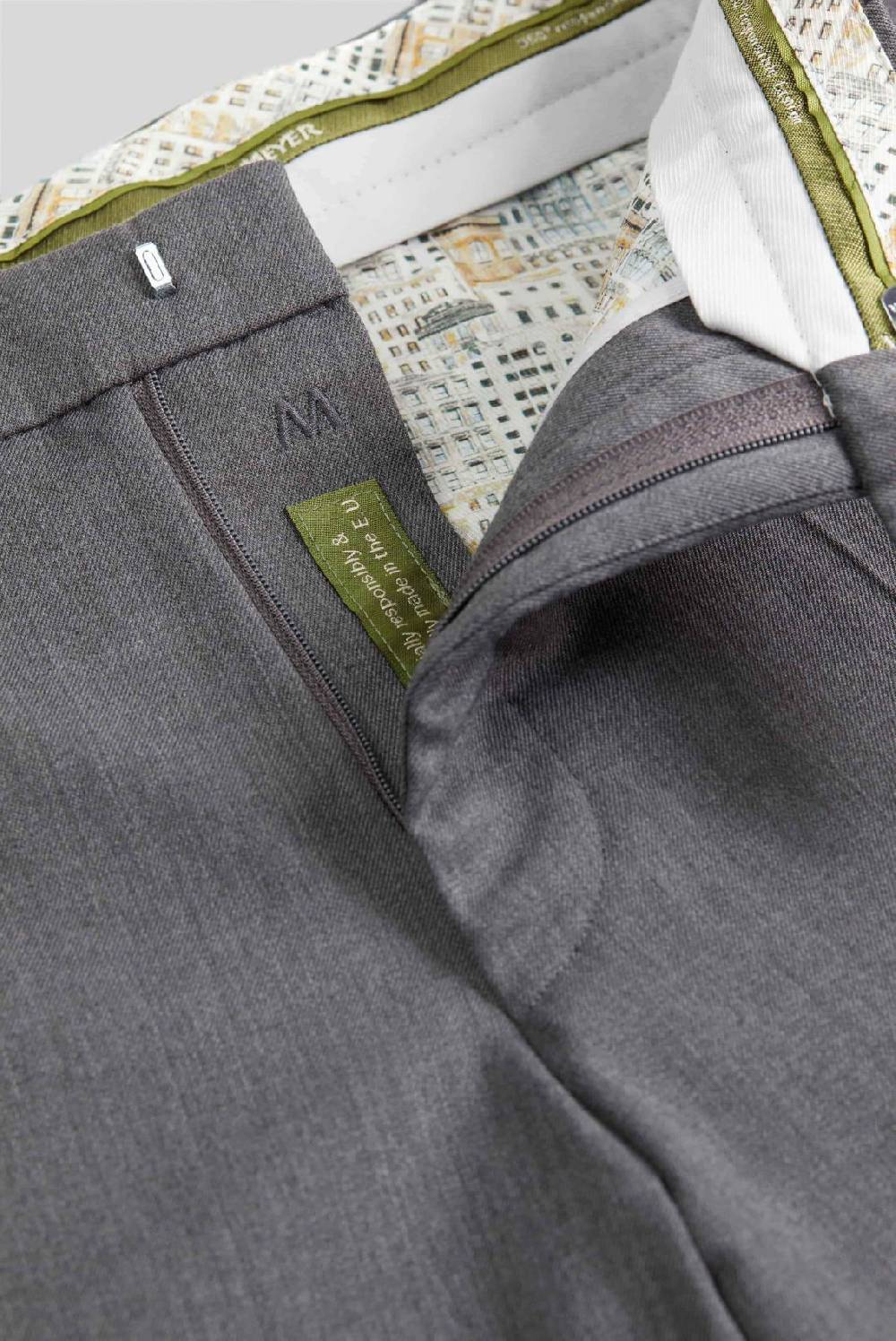 Meyer Pantalone Meyer Grigio Medio In Twill Teflon Stretch