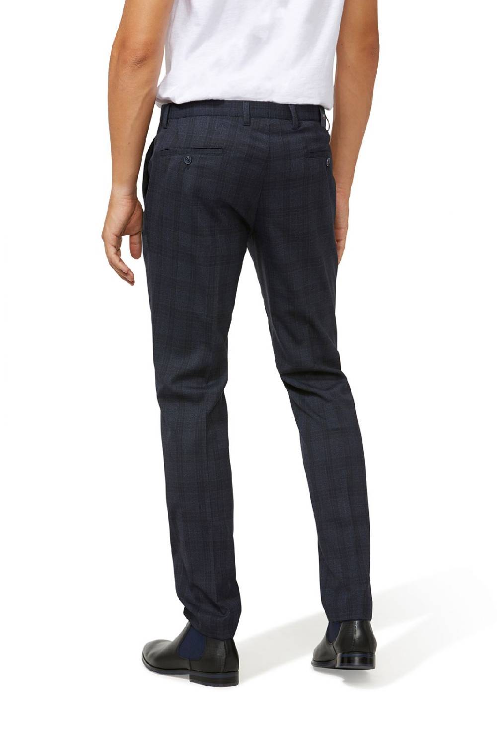 Digel Pantalone Moda Digel Lana Stretch Blu A Quadri Extra Slim Fit