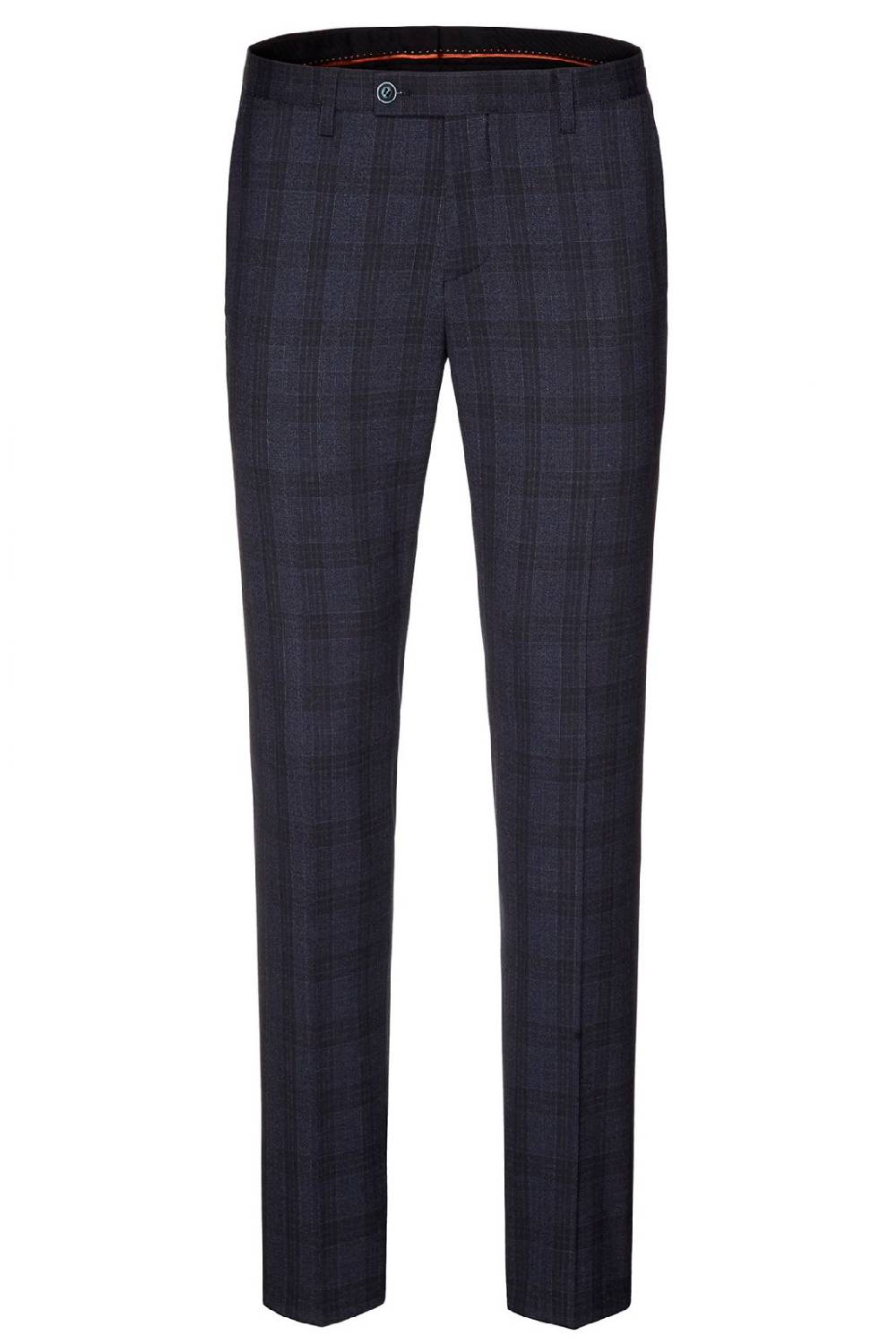 Digel Pantalone Moda Digel Lana Stretch Blu A Quadri Extra Slim Fit