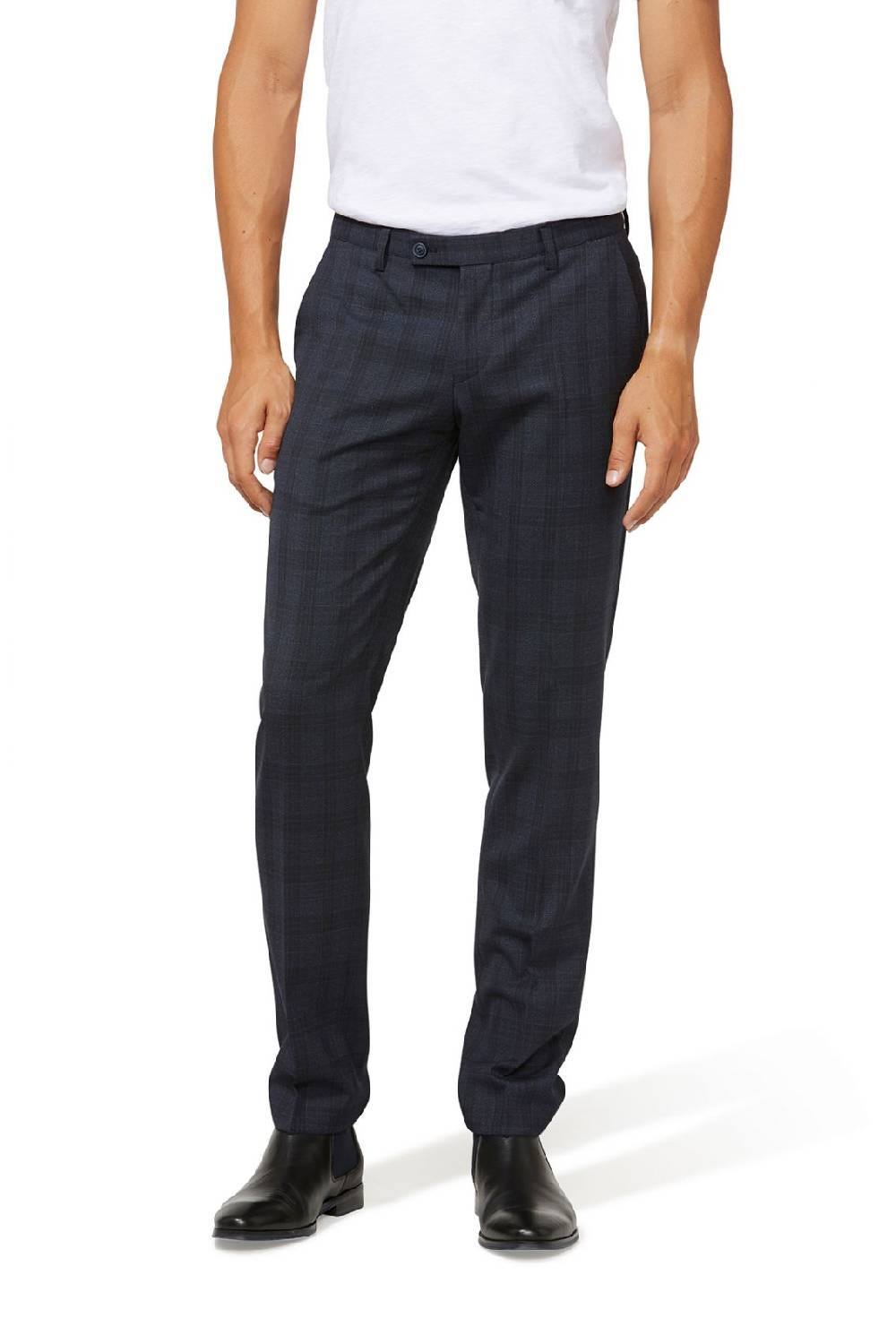 Digel Pantalone moda digel lana stretch blu a quadri extra slim fit