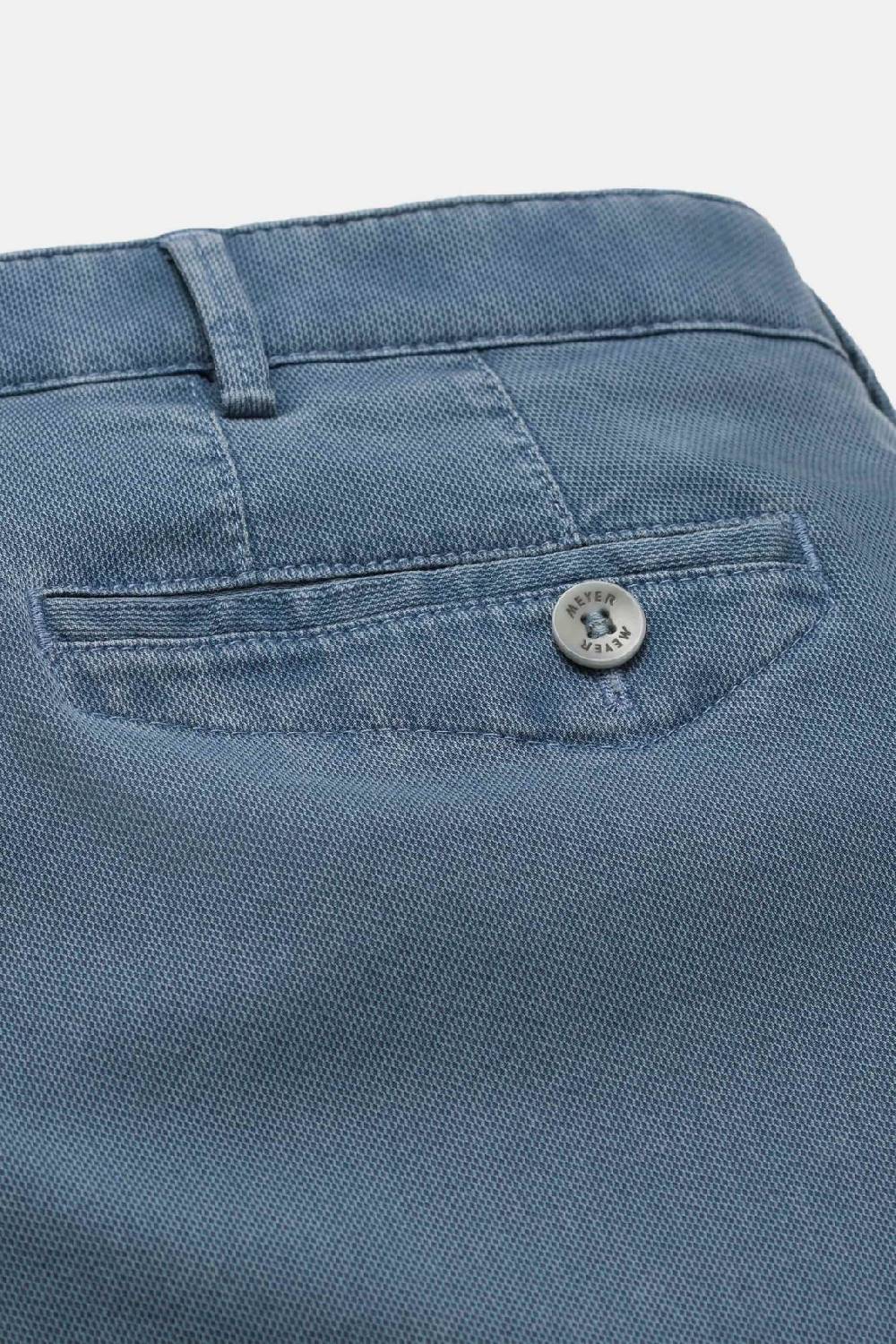 Meyer Pantalone Modern Fit Azzurro Meyer Cotone Microstruttura Stretch