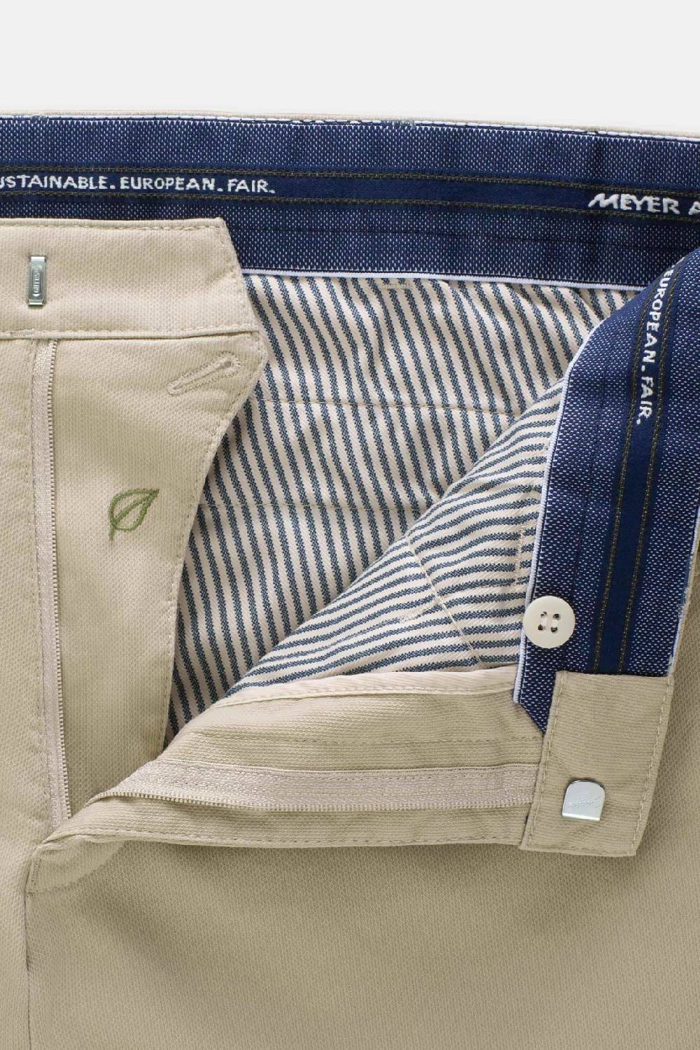 Meyer Pantalone Modern Fit Beige Meyer Cotone Microstruttura Stretch