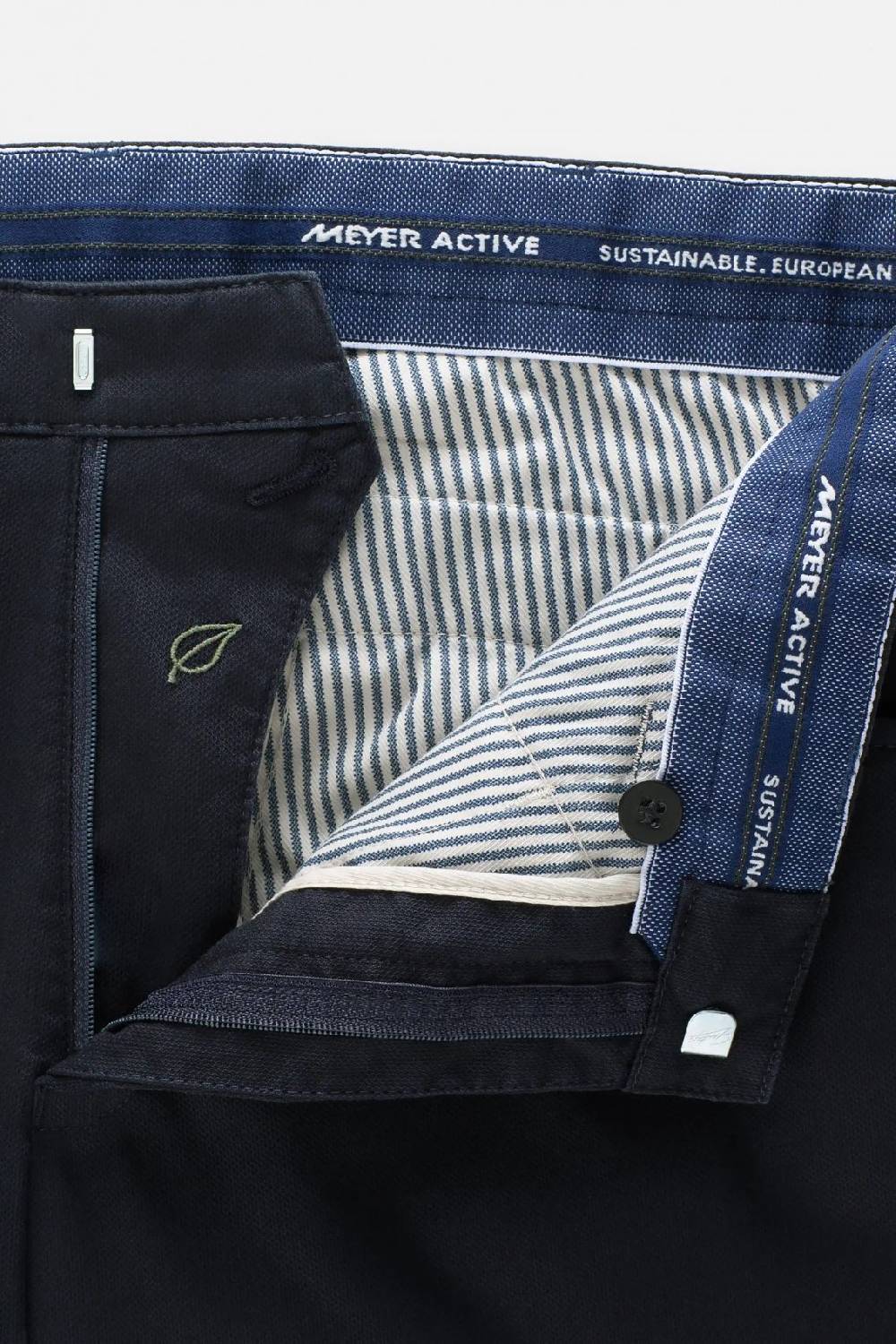 Meyer Pantalone Modern Fit Blu Meyer Cotone Microstruttura Stretch