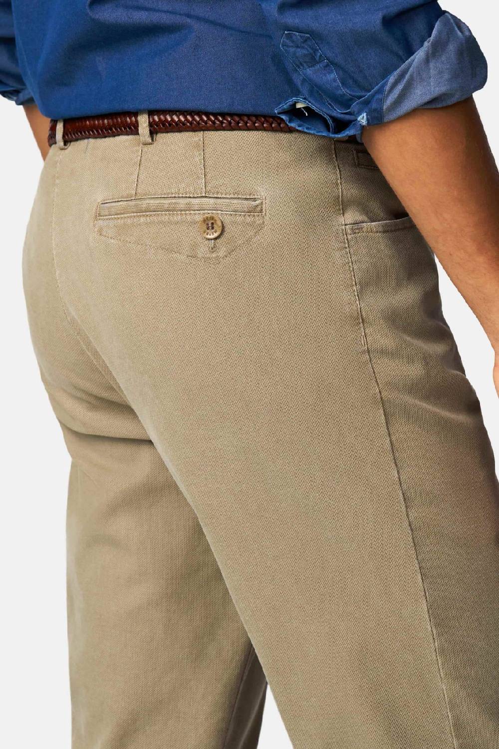 Meyer Pantalone Modern Fit Color Pietra Meyer Cotone Microstruttura Stretch