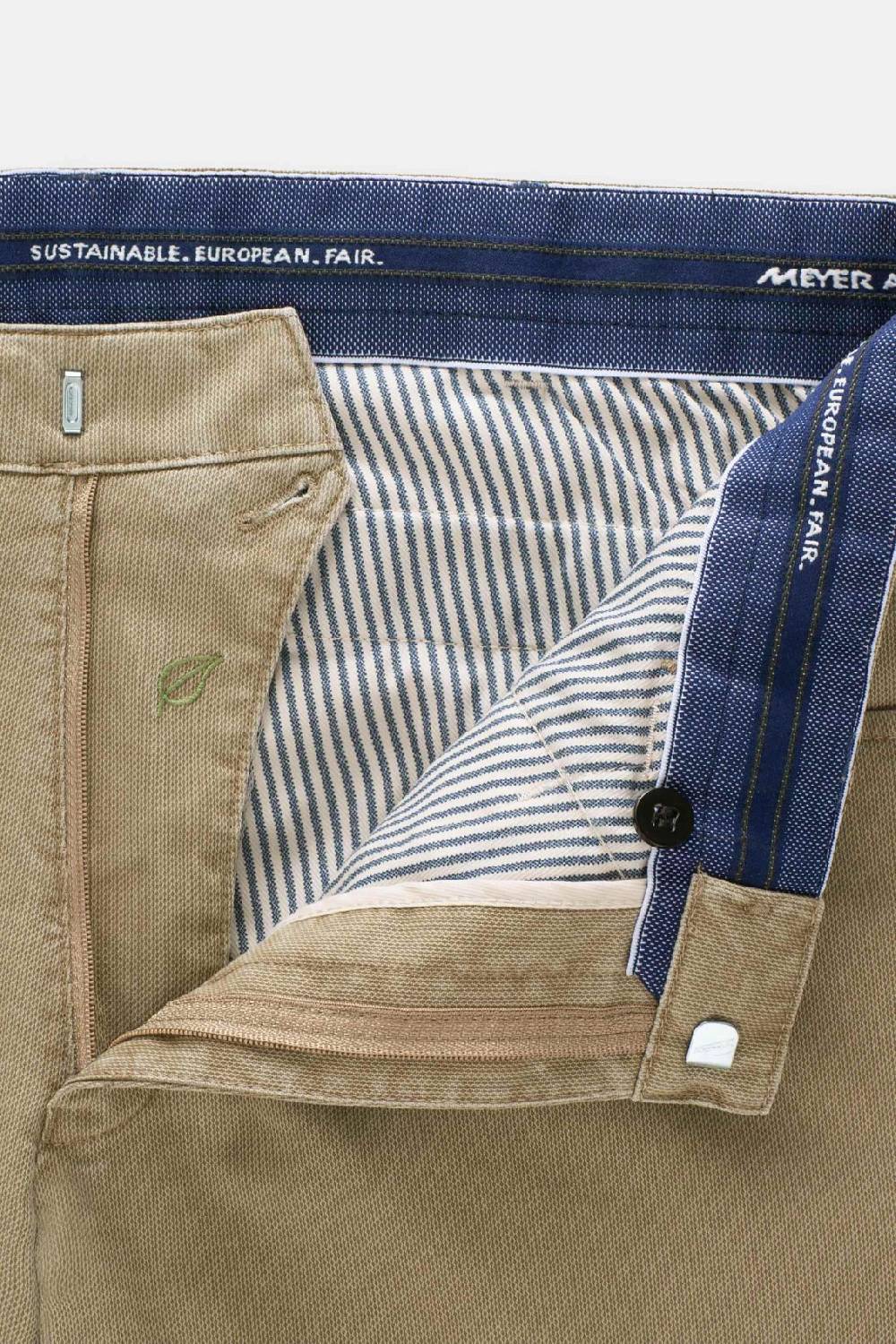 Meyer Pantalone Modern Fit Color Pietra Meyer Cotone Microstruttura Stretch
