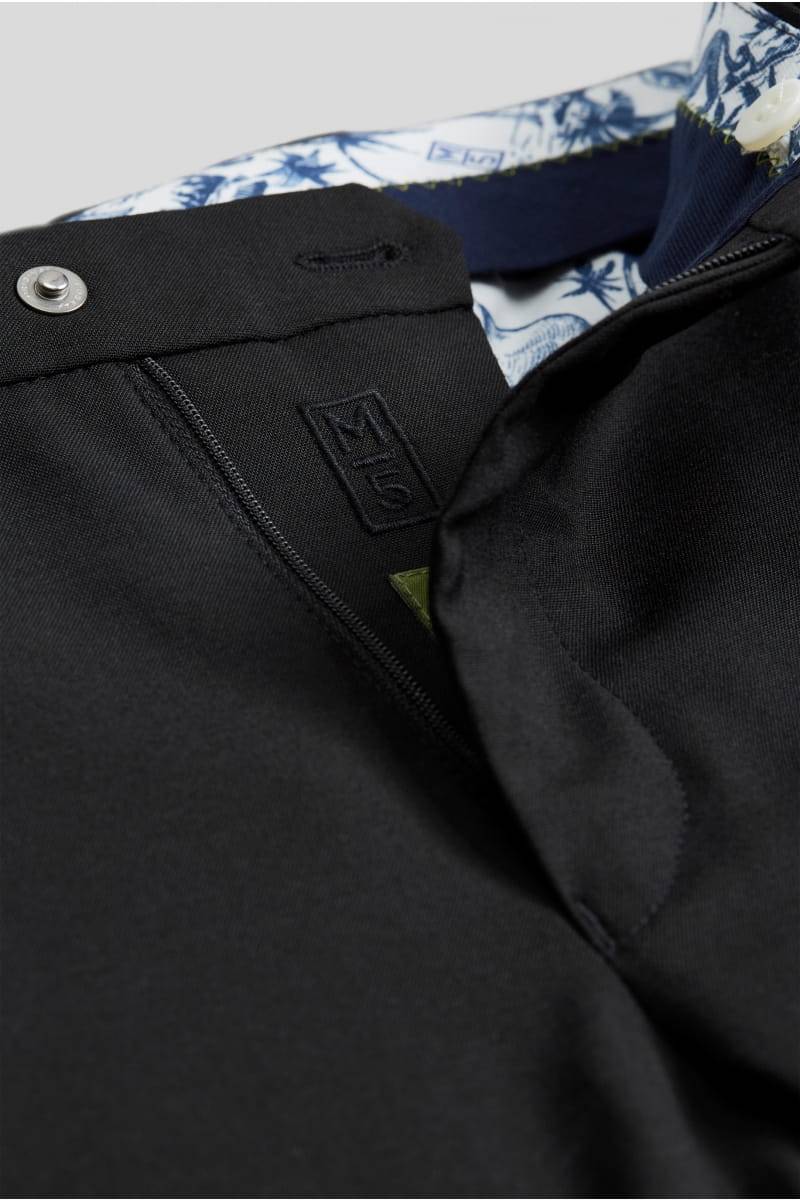 Meyer Pantalone Nero In Lana Bi-stretch M5 By Meyer Modern Fit