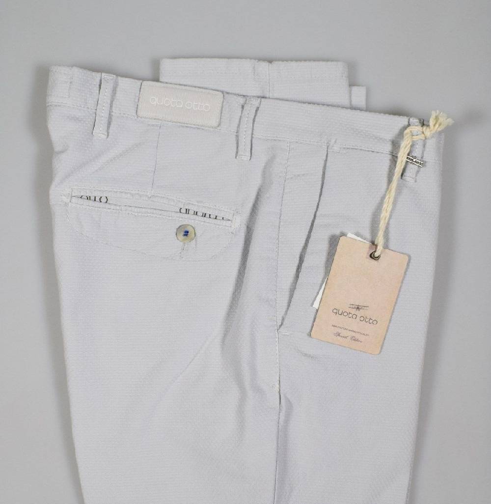 Quota Otto Pantalone Slim Fit In Cotone Operato Quota Otto In Quattro Colori