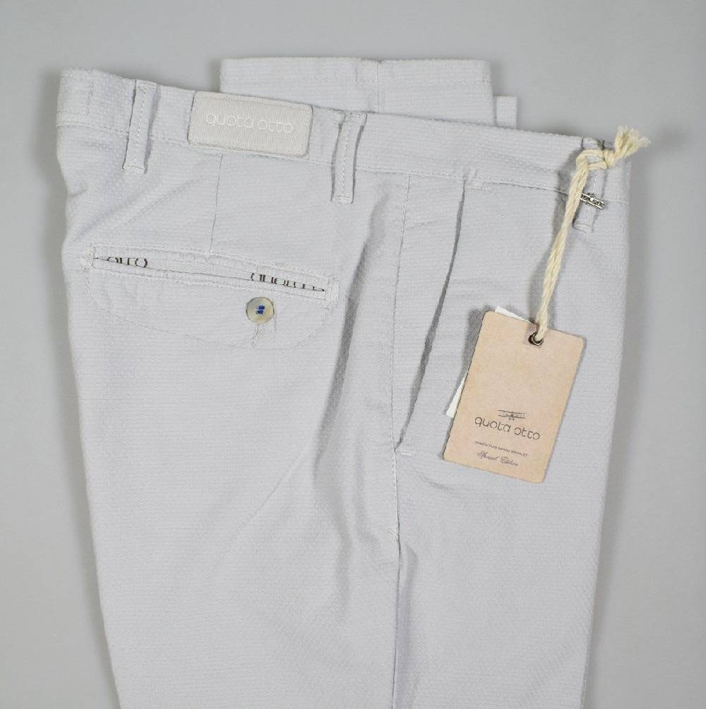 Quota Otto Pantalone Slim Fit In Cotone Operato Quota Otto In Quattro Colori