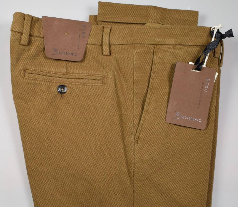 B Settecento Pantalone Tabacco Bsettecento In Cotone Stretch Armaturato Slim Fit