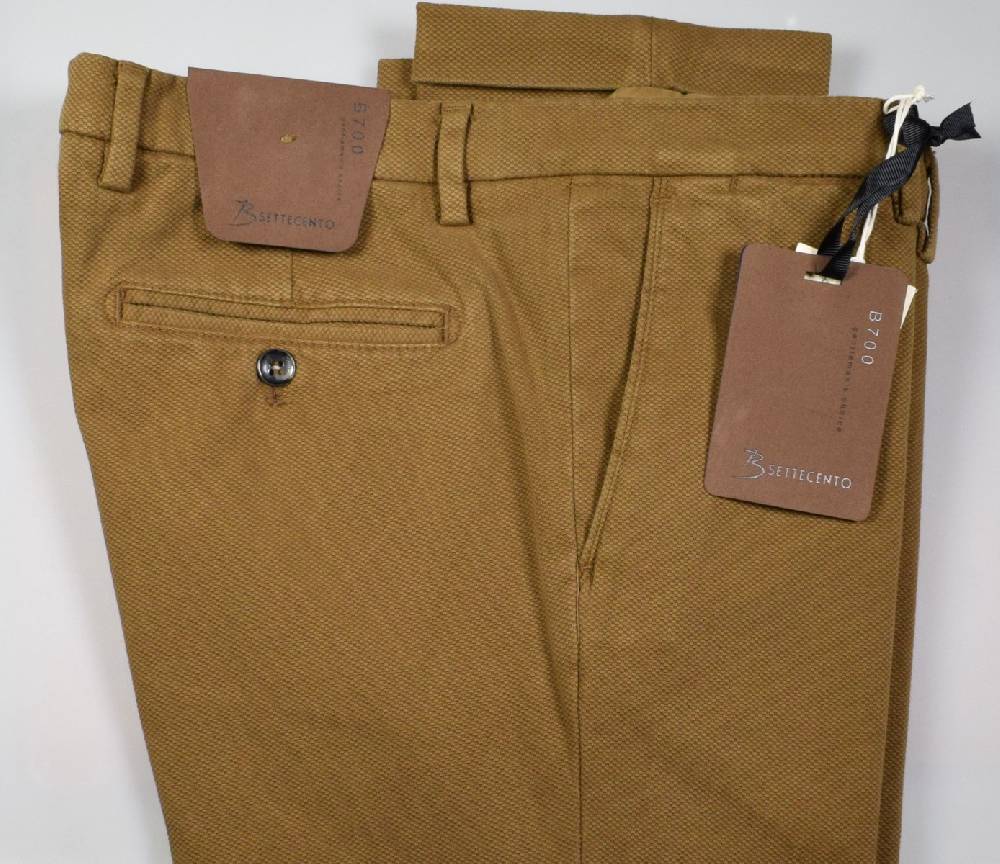 B Settecento Pantalone tabacco bsettecento in cotone stretch armaturato slim fit