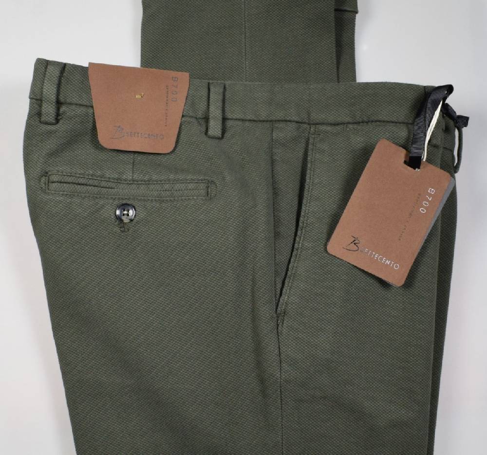 B Settecento Pantalone verde bsettecento in cotone stretch armaturato slim fit