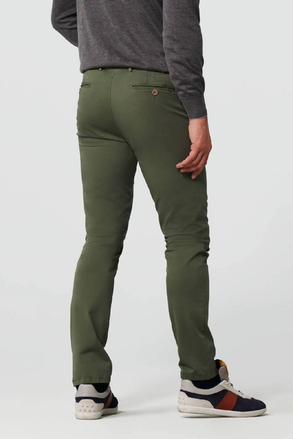 Meyer Pantalone Verde Oliva Meyer Cotone Bio Stretch Modern Fit