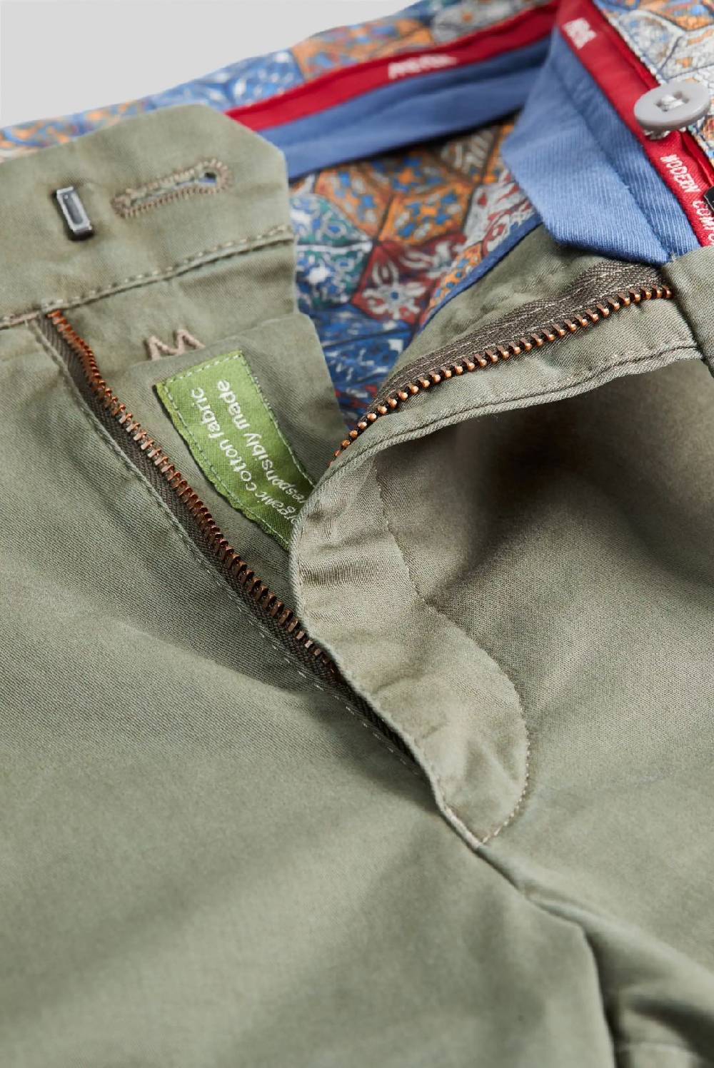 Meyer Pantalone Verde Oliva Meyer Cotone Bio Stretch Modern Fit