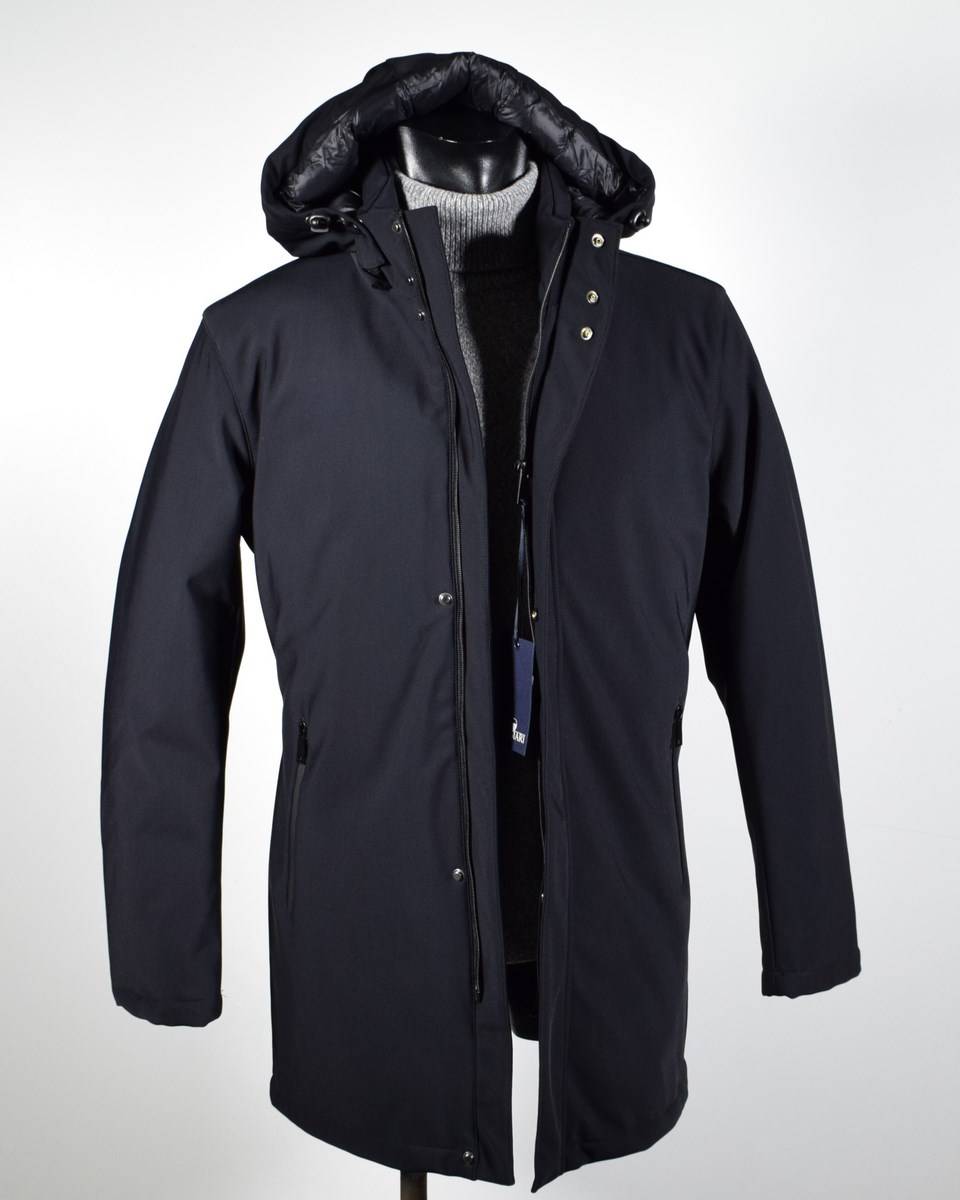 Adimari Parka adimari slim fit con cappuccio staccabile in eco piuma